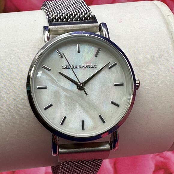 Laura Ashley Womens’ Silver-Tone Analog Watch. Mesh Band.  Fresh Battery main image 12